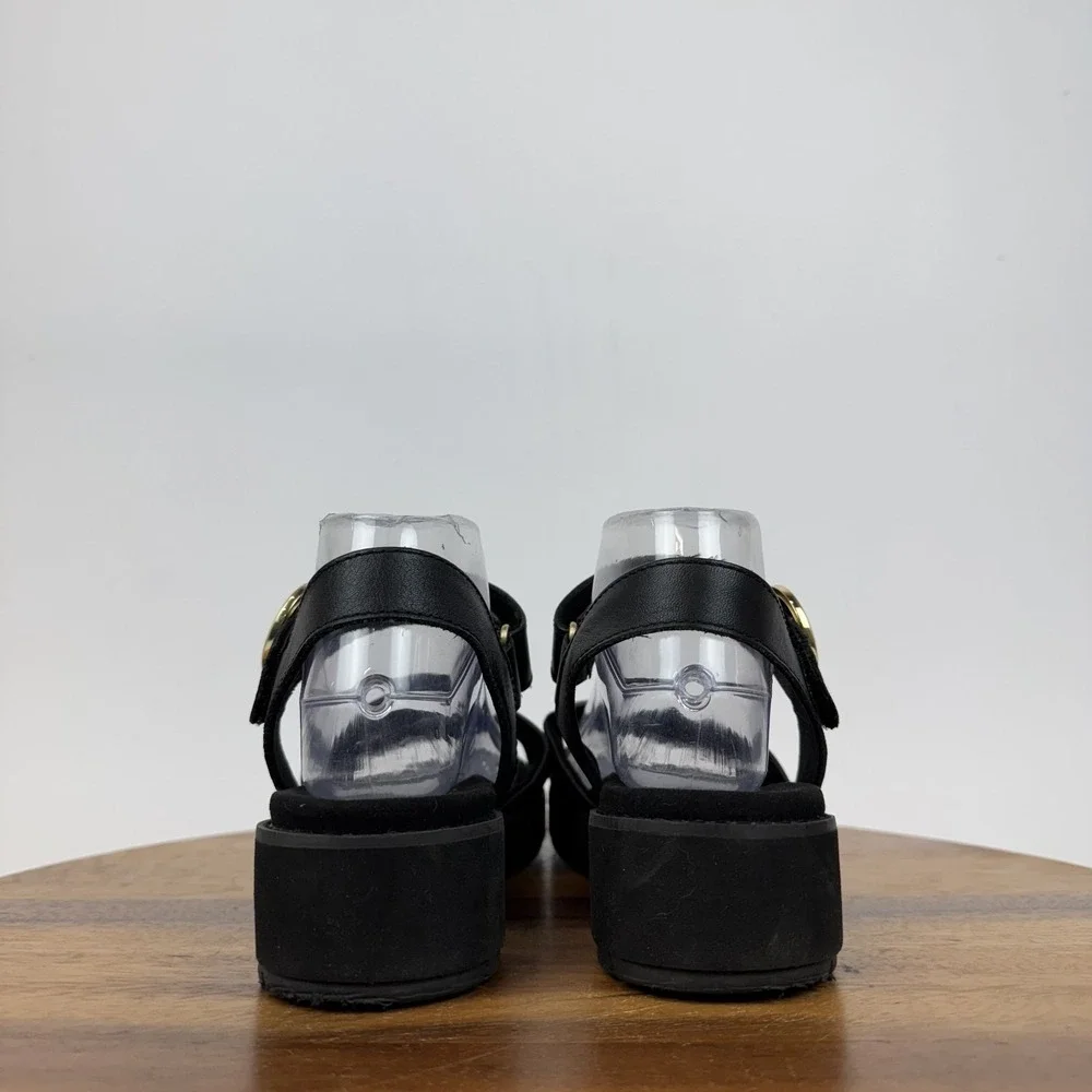 Womens Munro‎ Knox Black Leather Strappy Casual Comfort Sandals Shoes Size 9 M